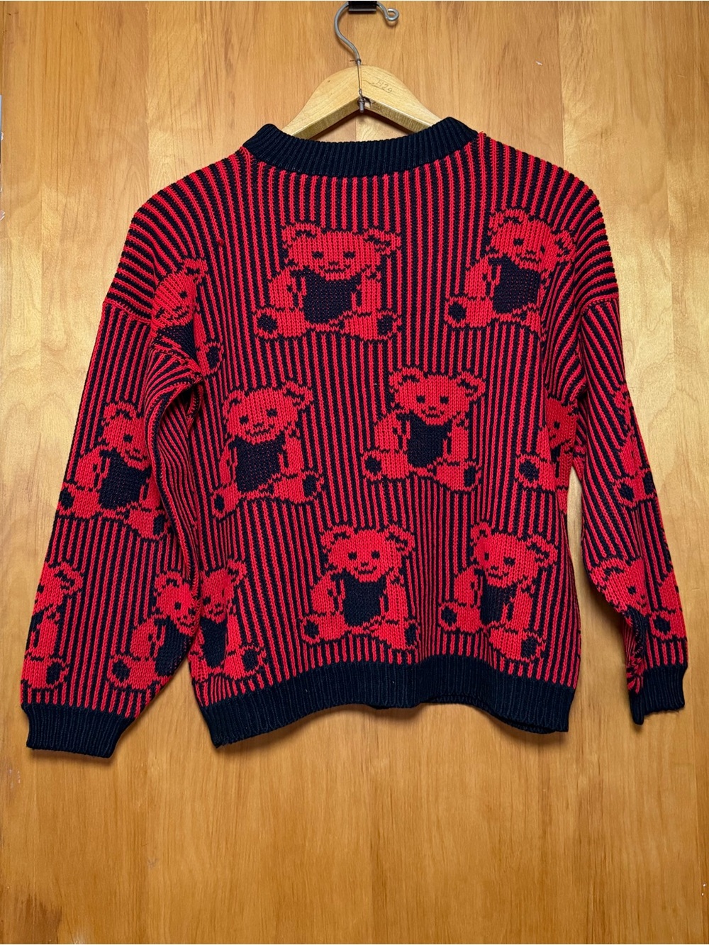 Red & Black Teddy Bear Knit Sweater - Picture 2 of 2